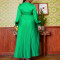 Fashion Large V-Neck Fashion Temperament Solid Color Pleated Dress Dress