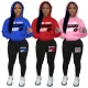 Fashionable oversized plush hoodie casual printed sports set