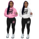Fashionable oversized plush hoodie casual printed sports set
