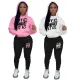Fashionable oversized plush hoodie casual printed sports set