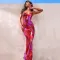 Sexy Swing Neck Open Back Spliced Slim Slim Slim Strap Long Dress