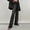 Sexy Lace Perspective High Waist Panel Long Straight Leg Pants