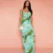 Sexy Swing Neck Open Back Spliced Slim Slim Slim Strap Long Dress