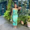 Sexy Swing Neck Open Back Spliced Slim Slim Slim Strap Long Dress
