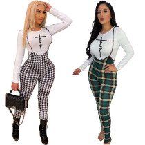Fashion Letter Top Casual Pants Printed Strap Pants Two Piece Set