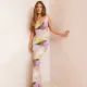 Sexy Swing Neck Open Back Spliced Slim Slim Slim Strap Long Dress