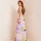 Sexy Swing Neck Open Back Spliced Slim Slim Slim Strap Long Dress