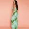 Sexy Swing Neck Open Back Spliced Slim Slim Slim Strap Long Dress