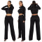 Fashion casual zippered sweater solid color two-piece set