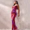 Sexy Swing Neck Open Back Spliced Slim Slim Slim Strap Long Dress