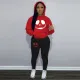 Fashionable oversized plush hoodie casual printed sports set