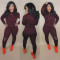 Fashion Large Casual Solid Burnt Sports Set
