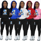 Fashionable oversized plush hoodie casual printed sports set