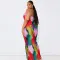 Sexy Swing Neck Open Back Spliced Slim Slim Slim Strap Long Dress