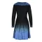 Fashionable printed temperament long sleeved waistband dress