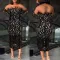 Sexy Large Perspective Lace One Pack Hip Split Feather Wrapped Chest Dress