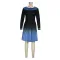 Fashionable printed temperament long sleeved waistband dress