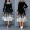 Fashionable printed temperament long sleeved waistband dress
