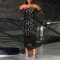 Sexy Large Perspective Lace One Pack Hip Split Feather Wrapped Chest Dress