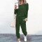 Fashion round neck loose fitting sweater solid color set