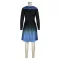 Fashionable printed temperament long sleeved waistband dress
