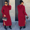 Fashion casual solid color hooded sweater solid color dress