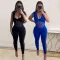 Sexy Large Solid Color Perspective Elastic Tight Wrap Hip Jumpsuit