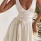 Fashionable and Sexy Holiday Style Satin V-neck Open Back Strap Dress