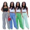 Fashion striped printed casual pants with wide legs
