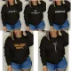 Fashion casual classic round neck printed black sweater