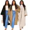 Fashionable solid color buttonless woolen coat