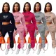 Fashion plush hooded sweater casual printed two-piece set