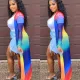 Fashionable long cardigan gradient striped jacket