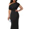 Fashionable Oversized Hip Wrap Dress Solid One Line Neck Long Dress
