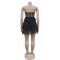 Fashionable solid color mesh sequin sleeveless short skirt dress