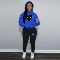 Fashion oversized hoodie casual printed sports set