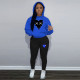 Fashion oversized hoodie casual printed sports set
