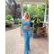 Fashion Solid Color Square Neck Top Rollover Low Waist Flare Pants Set