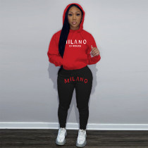 Fashion oversized hoodie casual printed sports set