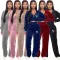 Fashion printed Korean velvet zipper jacket straight leg pants set