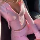 Fashion and Sexy High Waist Knitted Hoodie Set