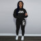 Fashion oversized hoodie casual printed sports set