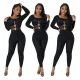 Fashionable hollowed out floral sexy jumpsuit
