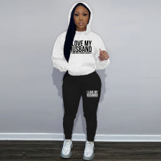 Fashion oversized hoodie casual printed sports set