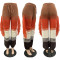 Fashionable knitted color blocking hand hook tassel loose straight leg pants