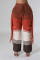 Fashionable knitted color blocking hand hook tassel loose straight leg pants