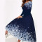 Fashion Large 3D Christmas Theme Snowflake Print Large Swing A-line Dress