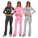 Hot selling letter printed casual wide leg pants two-piece set