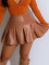Ball Sexy High Elastic Pleated Leather Skirt Short Skirt