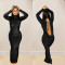 Fashionable solid color sexy long sleeved backless long dress